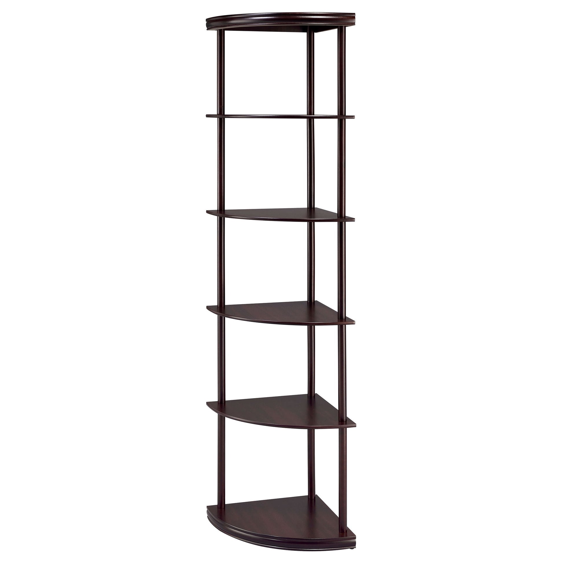 Corner Bookcase With 5 Shelves, Compact Design For Living Room - Cappuccino