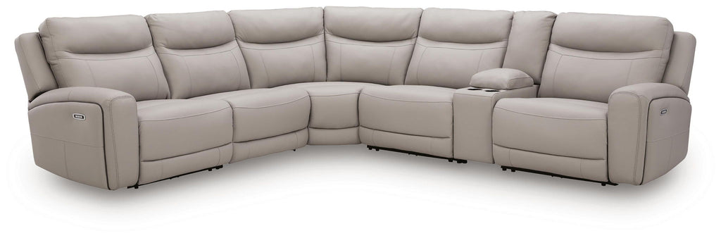 Gravier - 6-Piece Power Reclining Sectional With Storage Console - Gray
