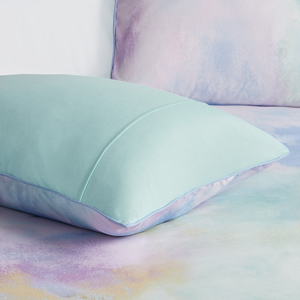 Cassiopeia - Twin Watercolor Tie Dye Printed Comforter Set - Aqua