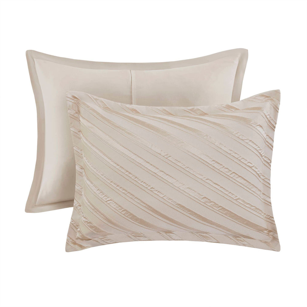 Riva - 7 Piece King Comforter Set - Beige