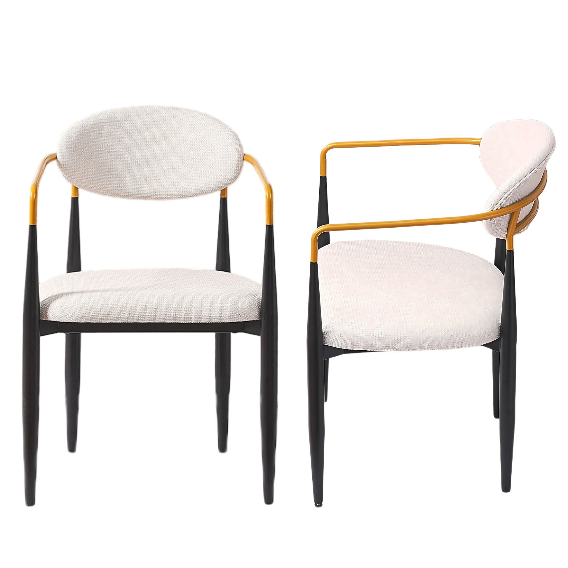 Modern Upholstered Dining Chair With Accented Armrests (Set of 2)