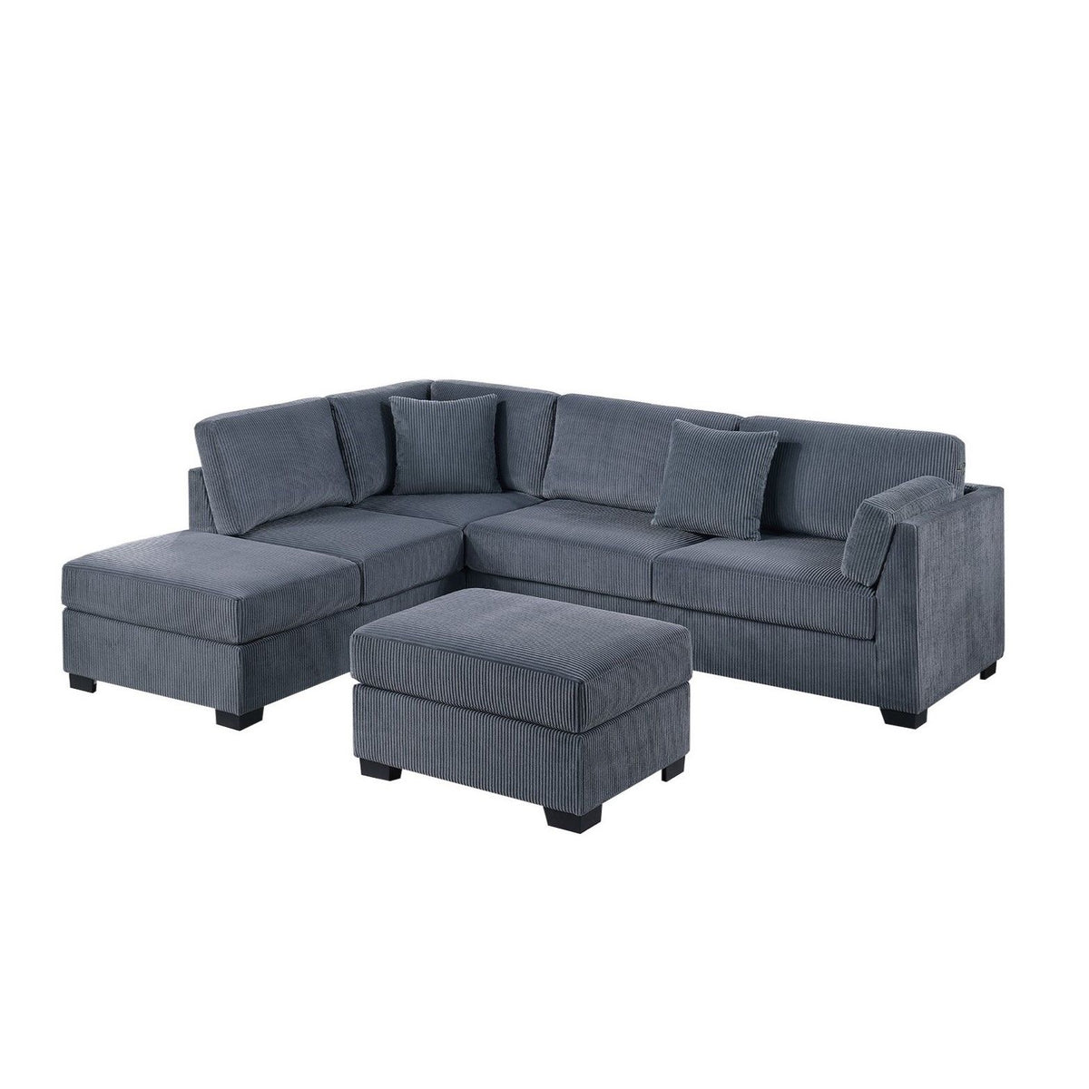 Sectional Sofa Set With Reversible Left / Right Chaise And Matching Cocktail Ottoman