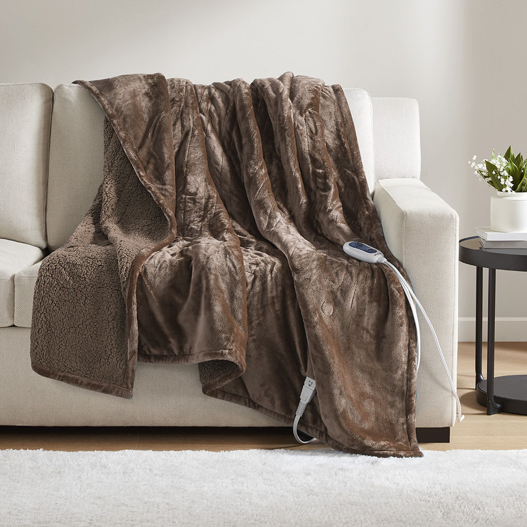Heated Microlight to Berber - Throw - Brown