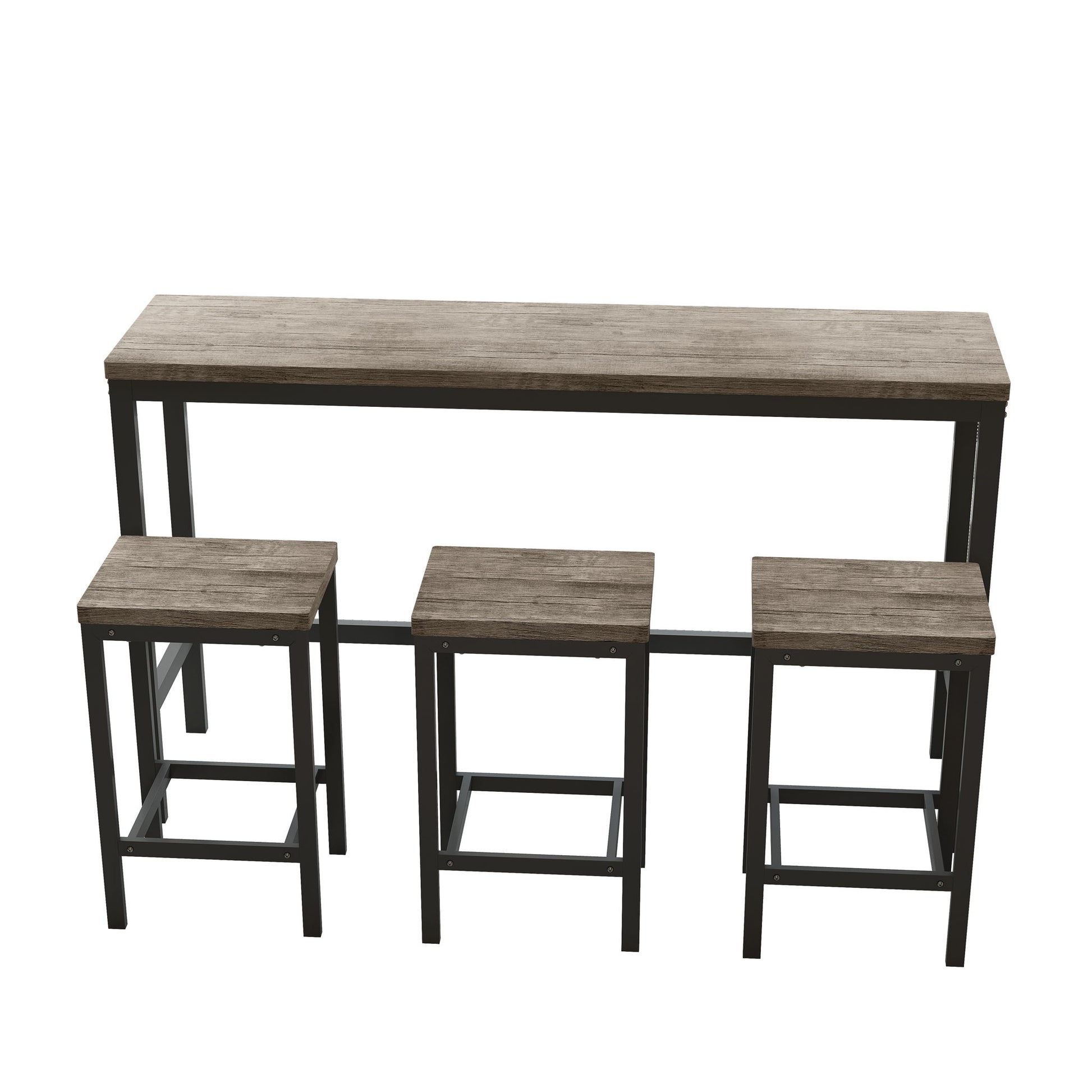 Modern Design Long Dining Table Set With 3 Stools