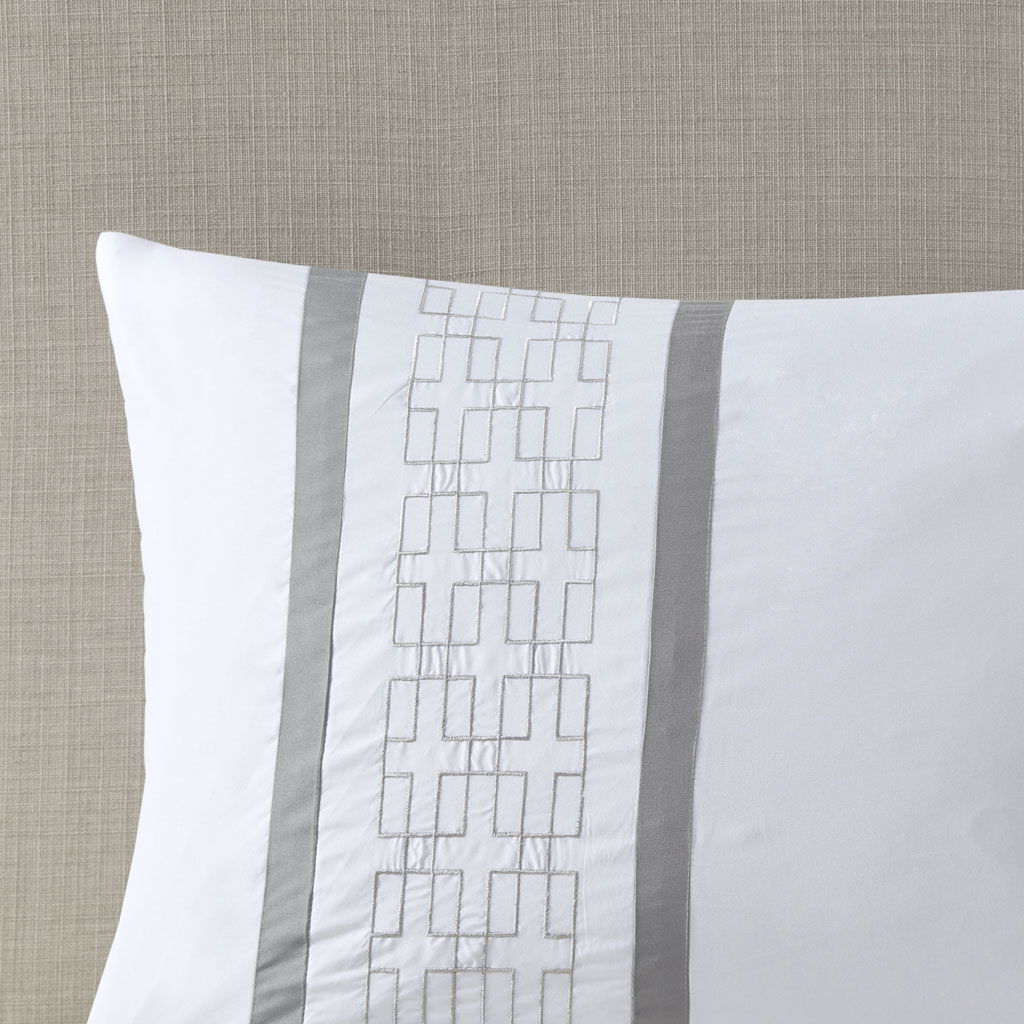 Powell - California King Embroidered Comforter (Set of 8) - White