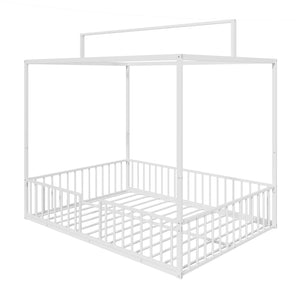3 In 1 Convertible Montessori Floor Bed With Fenced Support