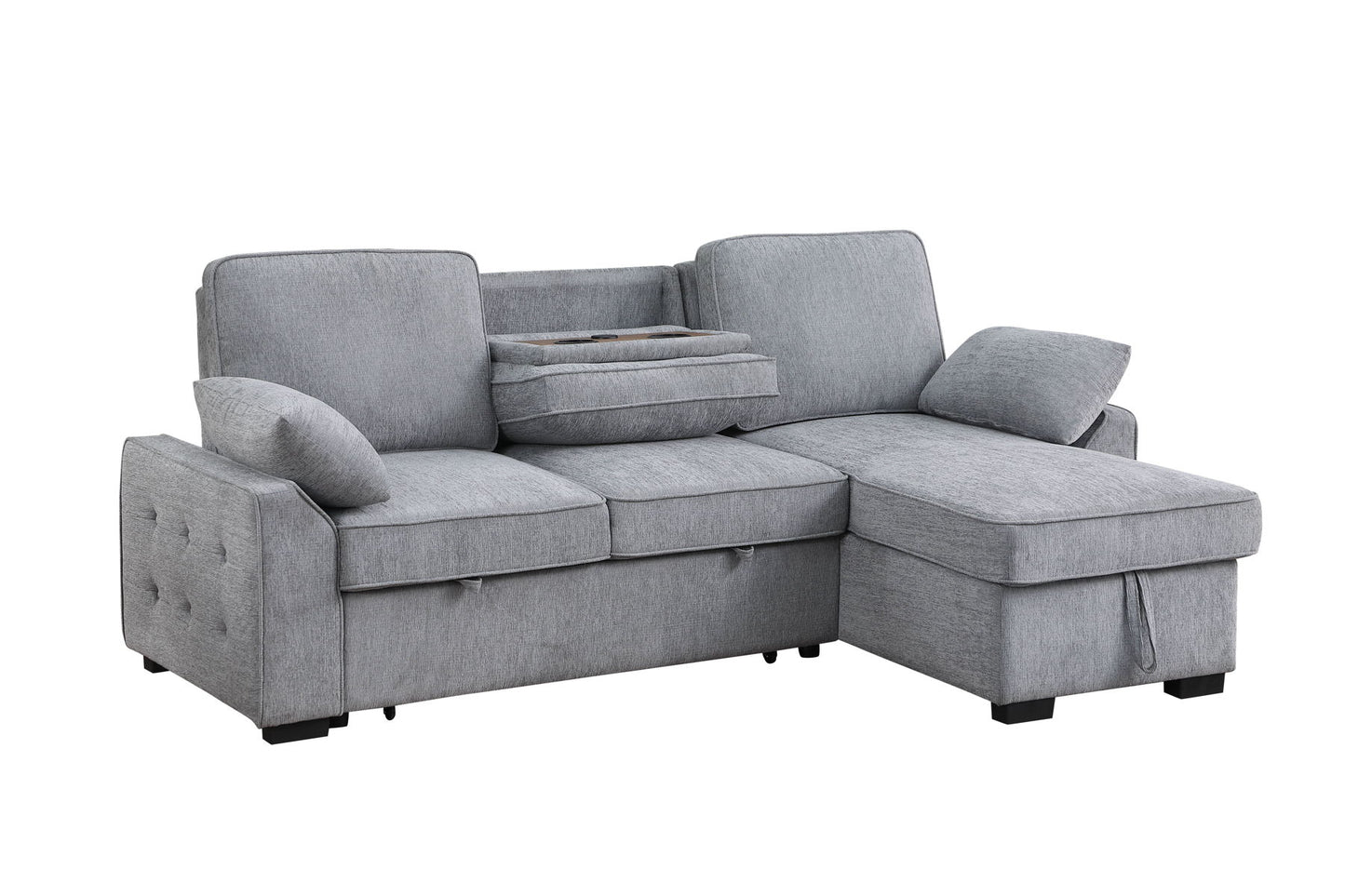 Mackenzie - Chenille Fabric Sleeper Sectional With Right-Facing Storage Chaise