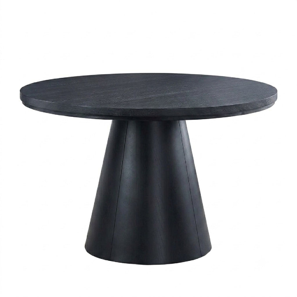 Round Dining Table With Cone Shaped Base - Black