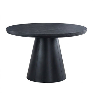 Round Dining Table With Cone Shaped Base - Black
