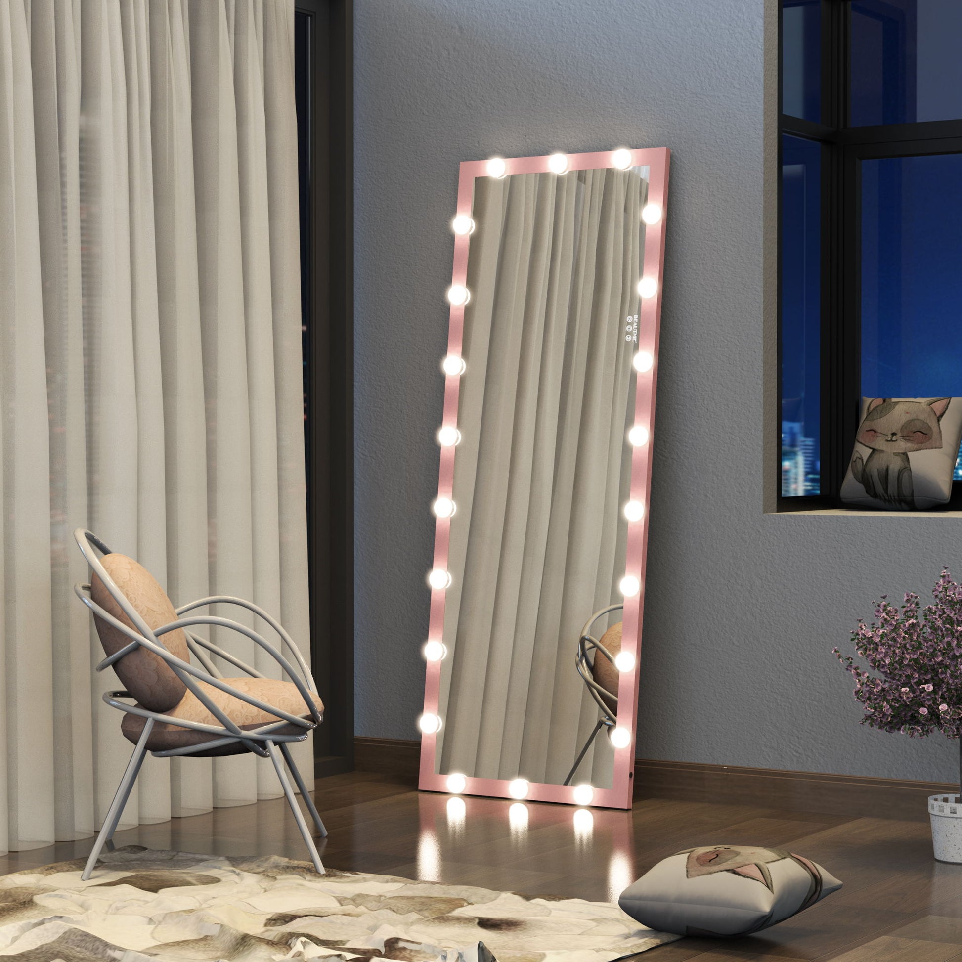 Full Length Mirror With Lights Full Body Vanity Mirror With 3 Color Modes Lighted Standing Floor Mirror For Dressing Room Bedroom Wall Mounted Touch Control