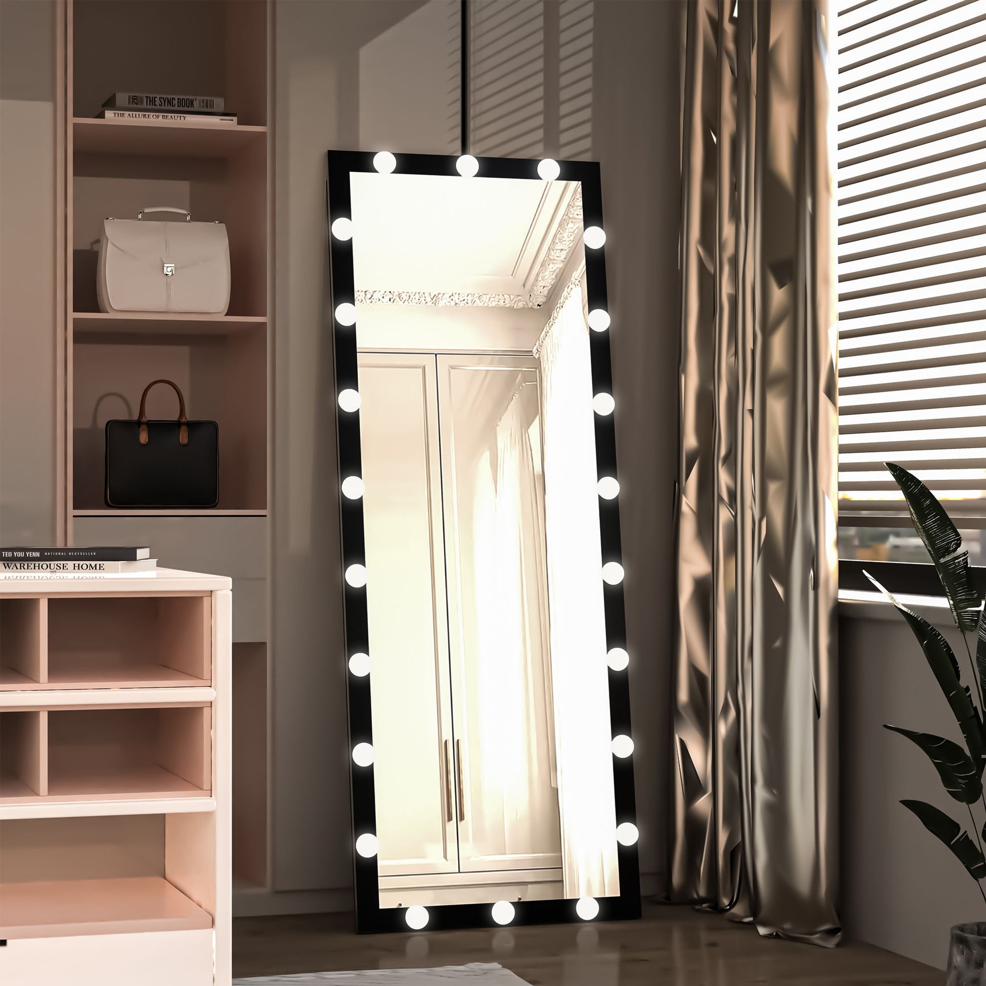 Full Length Mirror With Lights Full Body Vanity Mirror With 3 Color Modes Lighted Standing Floor Mirror For Dressing Room Bedroom Wall Mounted Touch Control