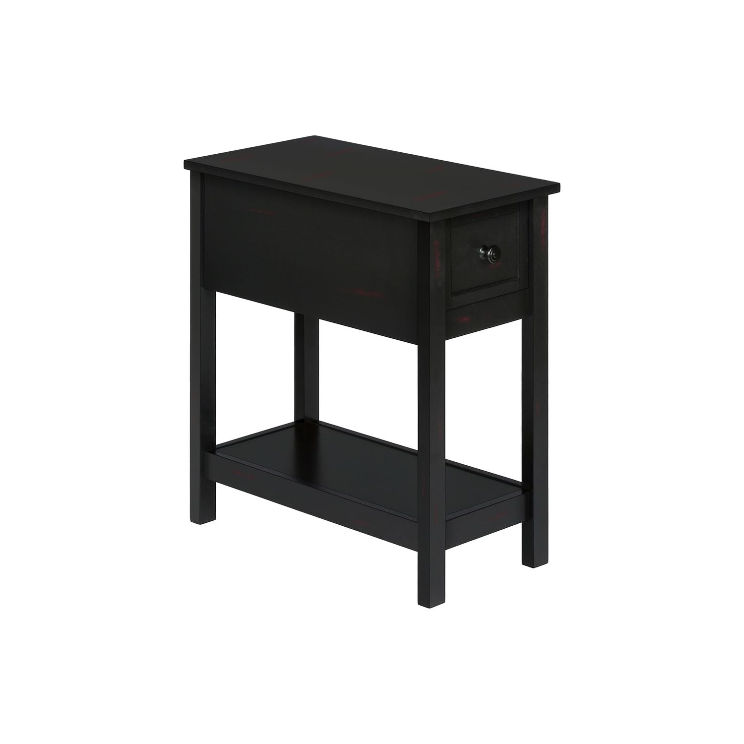 Accent End Table, 2 Tier, Narrow, Lamp, Storage Drawer, Charming Design