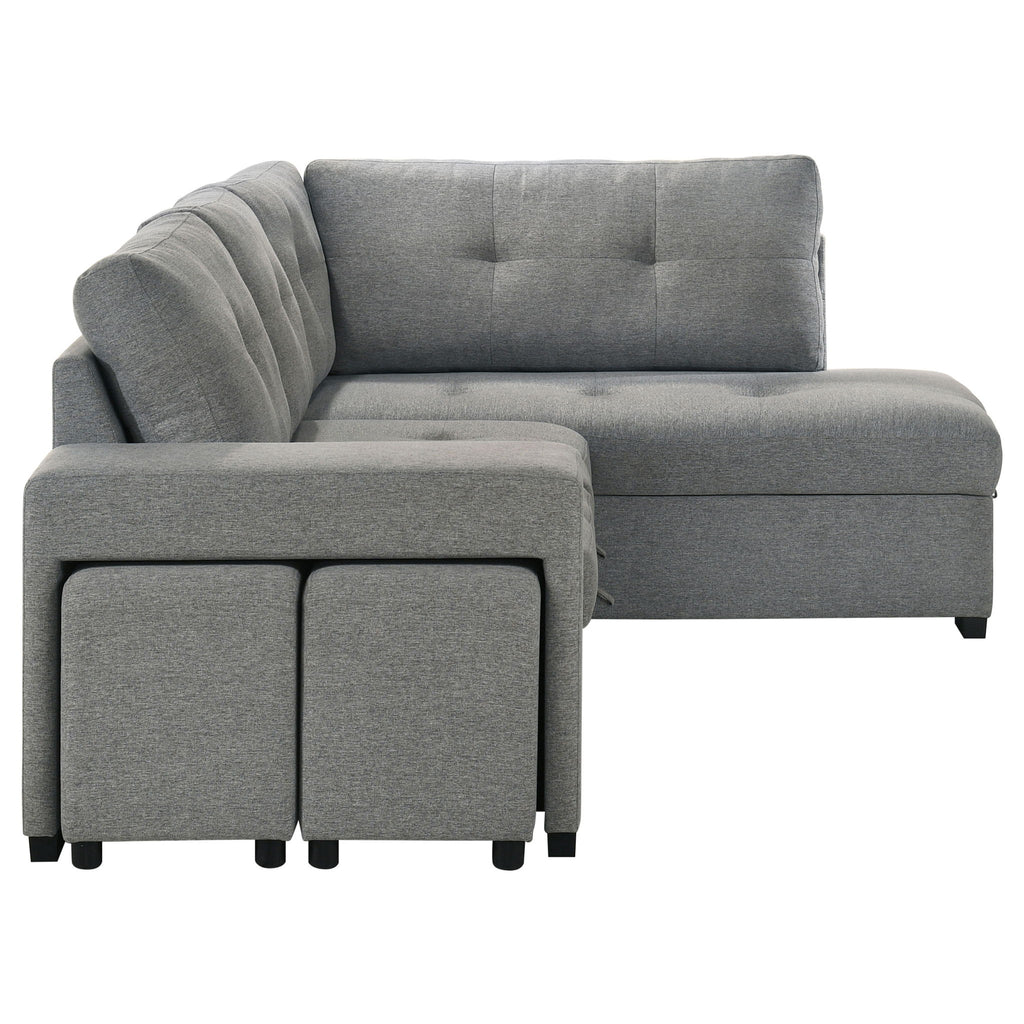 Atkinson - Sleeper Sectional Sofa With Lift Top Chaise - Gray
