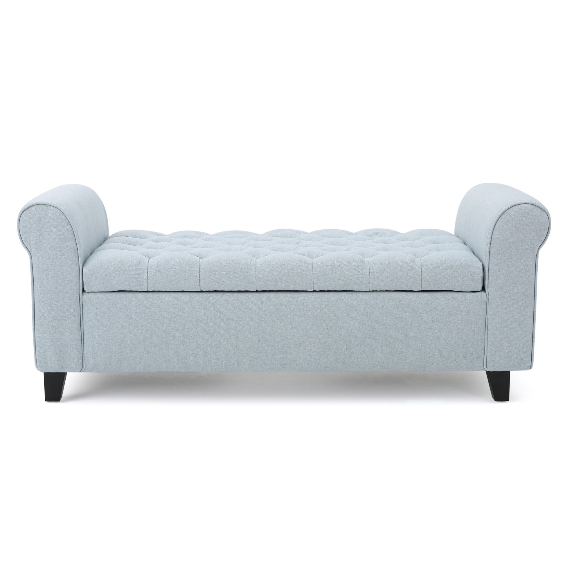 Hayes - Contemporary Armed Storage Bench With Rolled Arms And Button Tufting