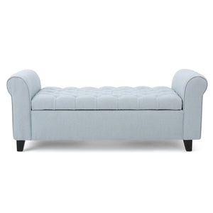 Hayes - Contemporary Armed Storage Bench With Rolled Arms And Button Tufting