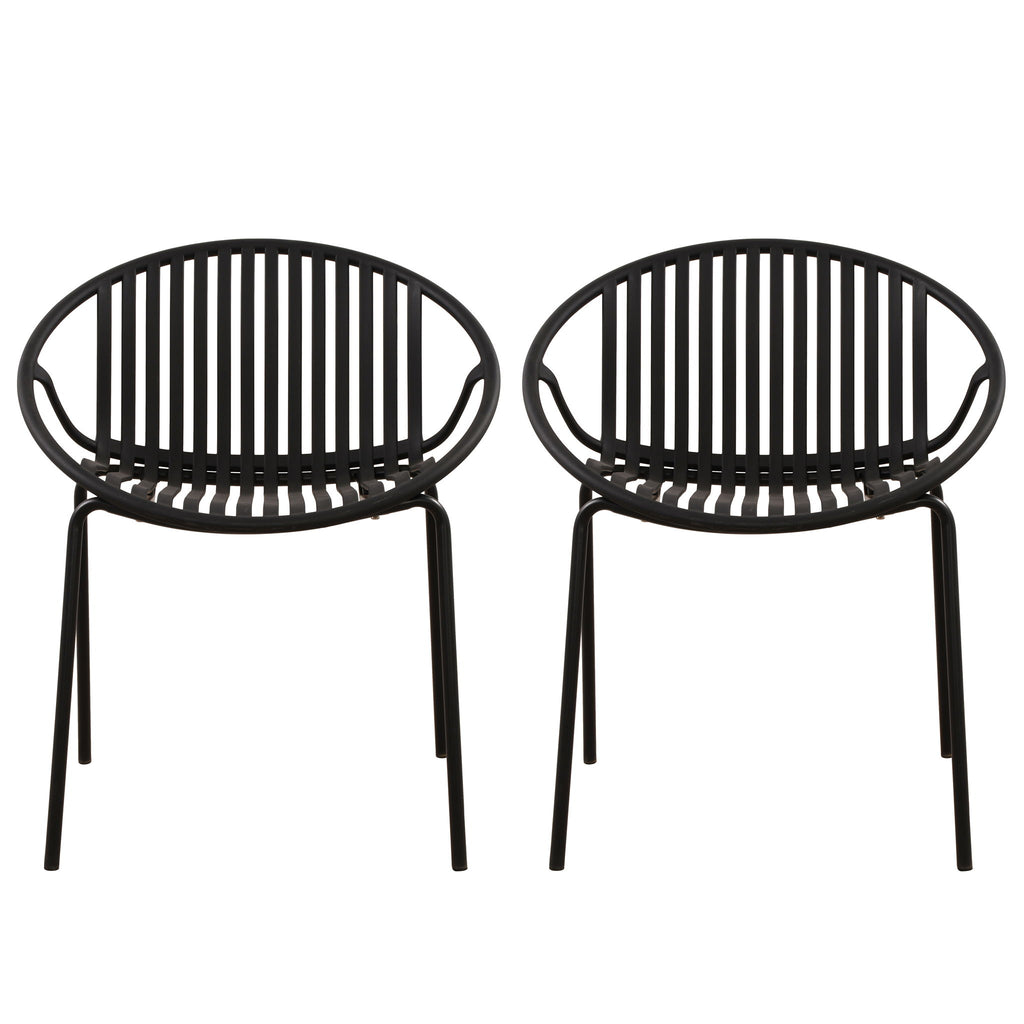 Stackable Outdoor Chairs With Breathable Plastic Backrest (Set of 2)