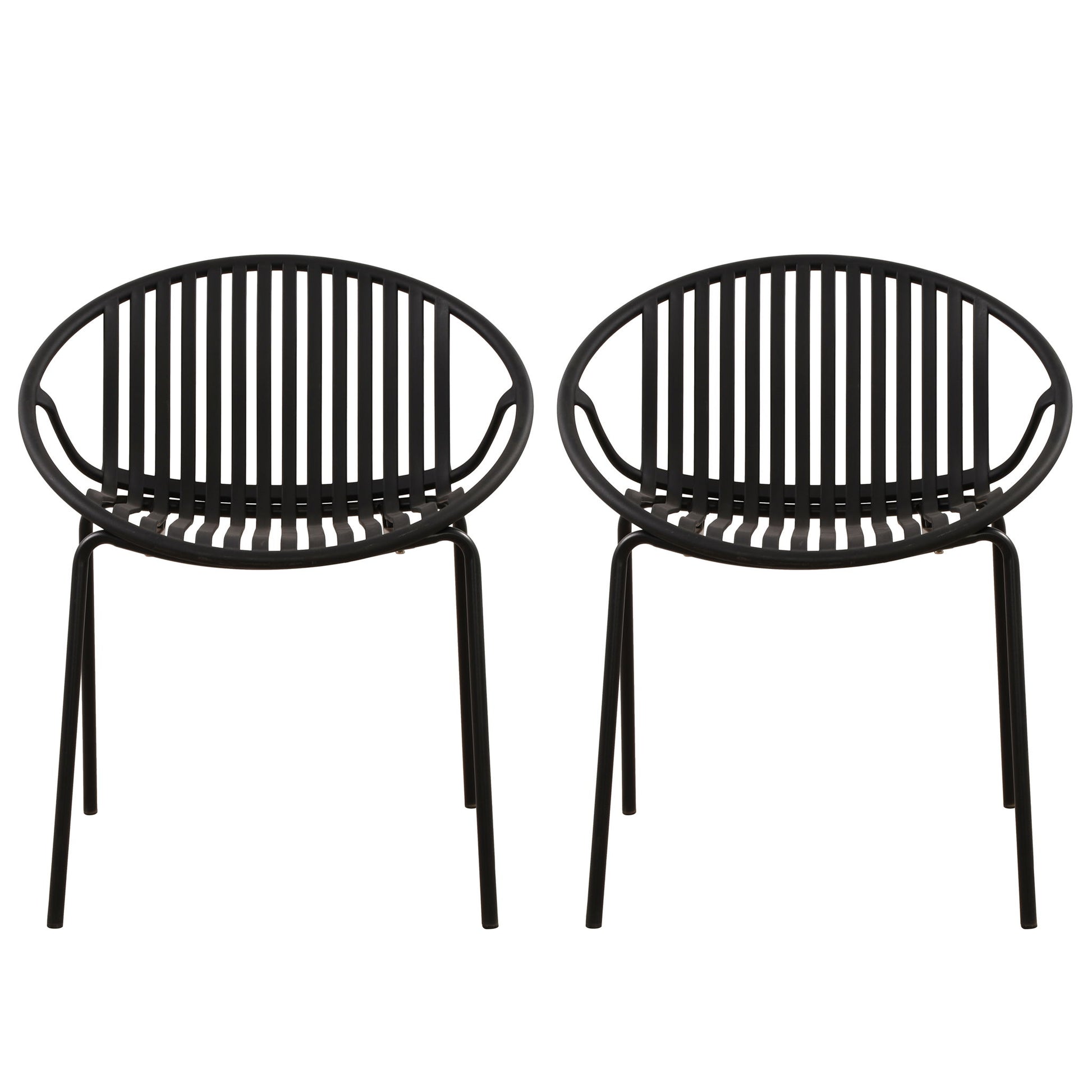 Stackable Outdoor Chairs With Breathable Plastic Backrest (Set of 2)