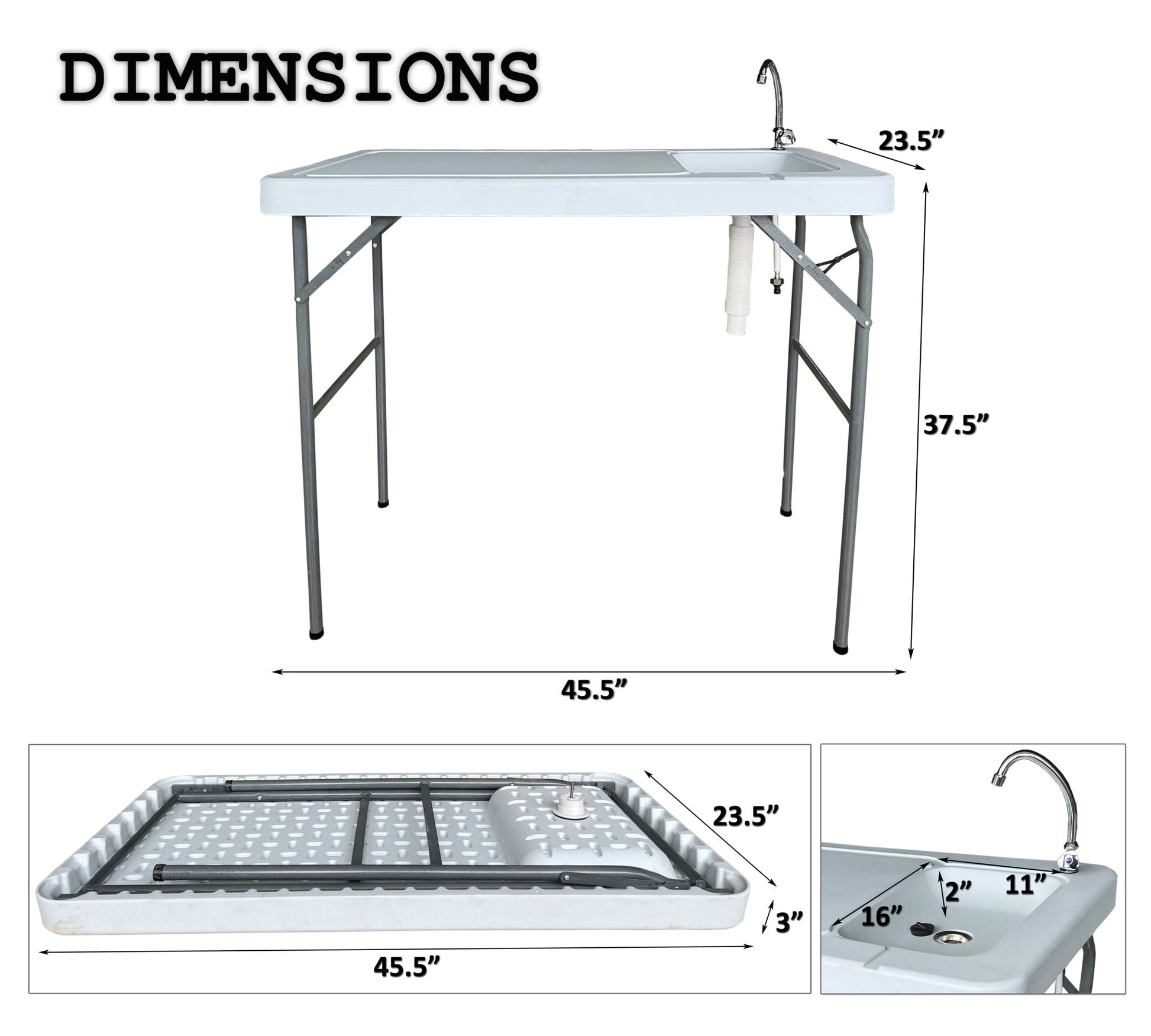 Outdoor Fish And Game Cutting Cleaning Table With Sink And Faucet - Off White