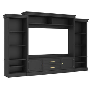 Elegant Entertainment Center Wall Unit With Bookshelves