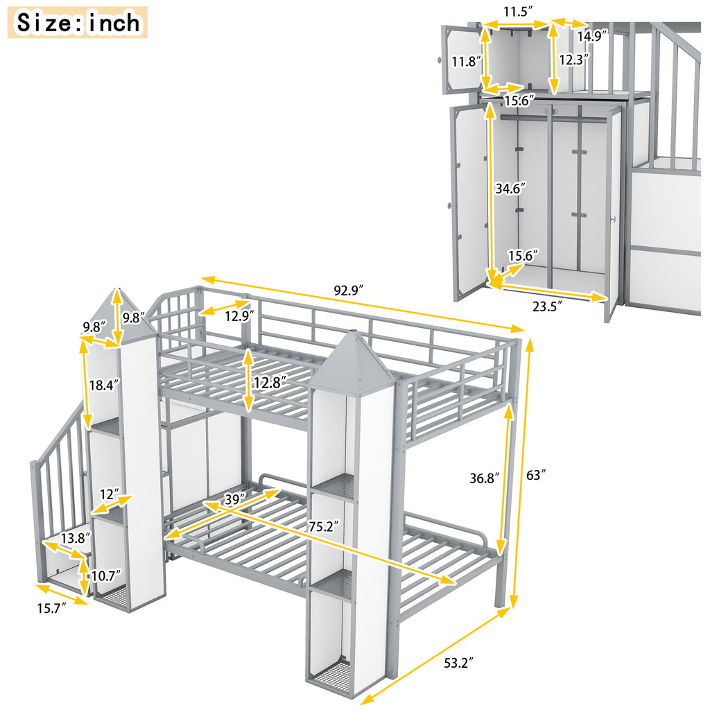 Castle Shaped Bunk Bed With Wardrobe And Storage
