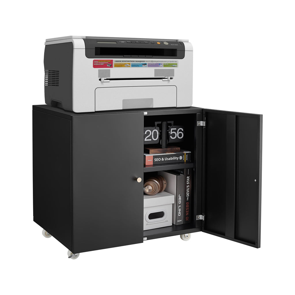 Office Furniture Copier Cabinet 2 Door Steel Copier Stand Mobile Pedestal File Printer Stand