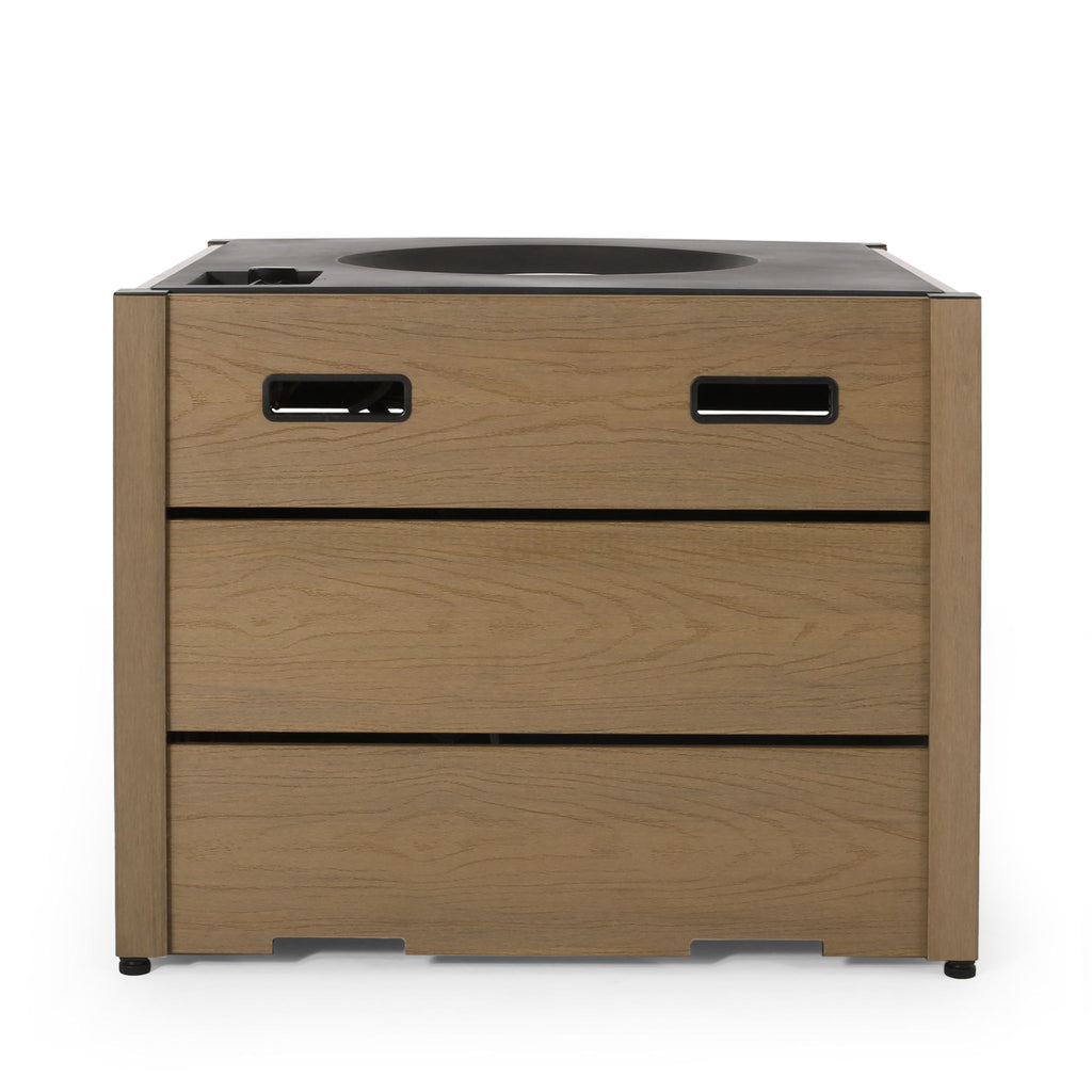 Rustic Style Outdoor Square Propane Fire Pit, 40,000 Btu