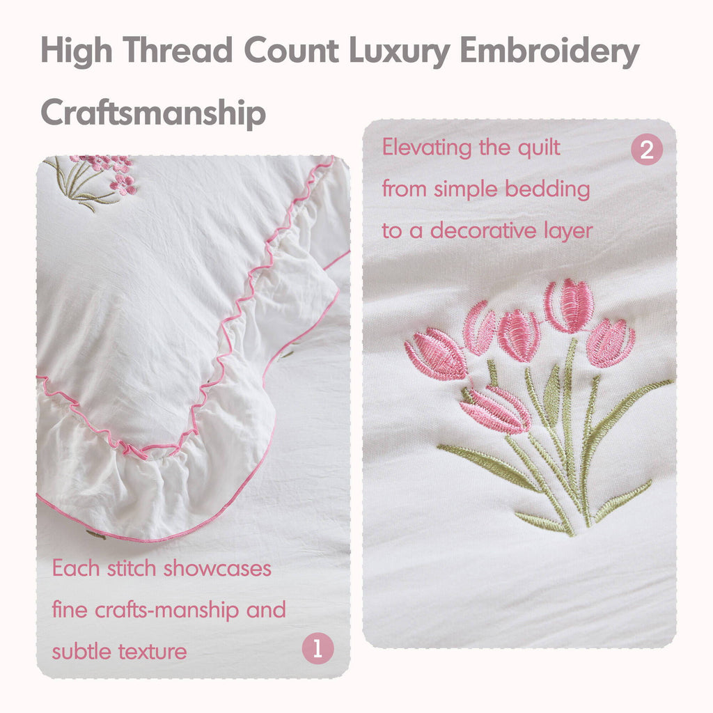 Aglaia - Twin Quilt Set - Pink