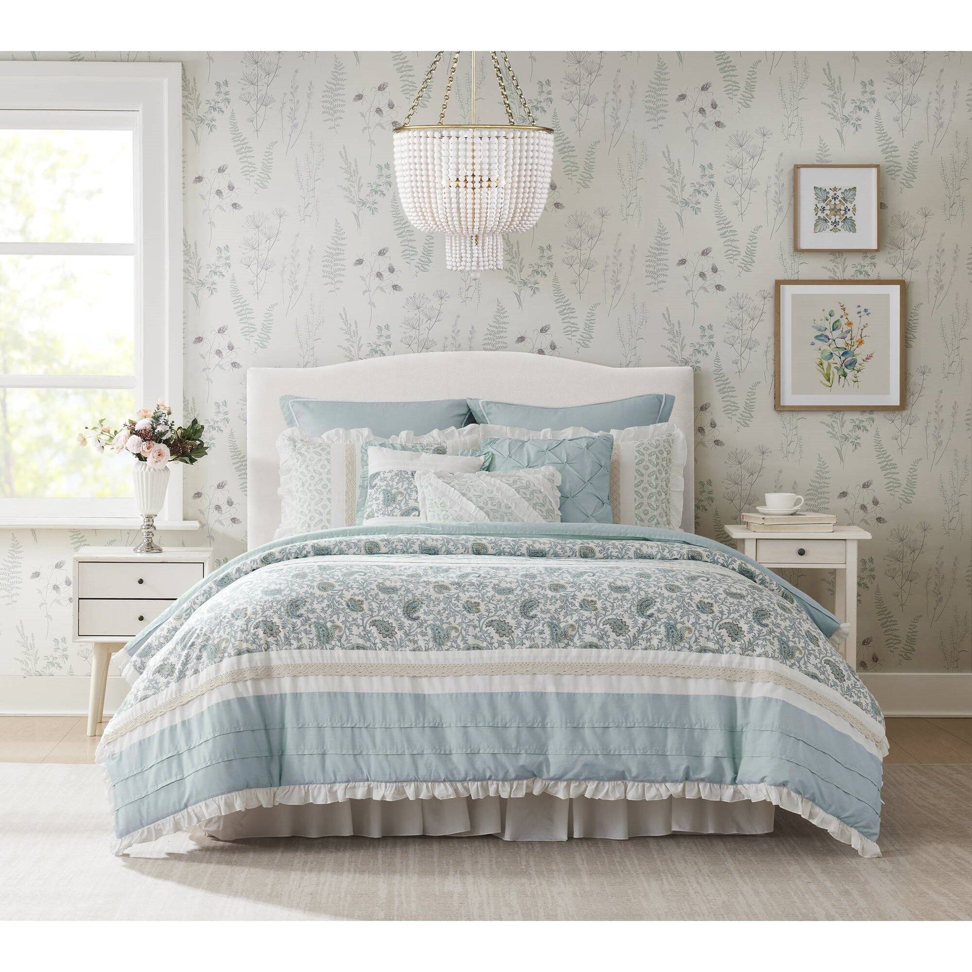 Dawn - California King 9 Piece Comforter Set - Blue