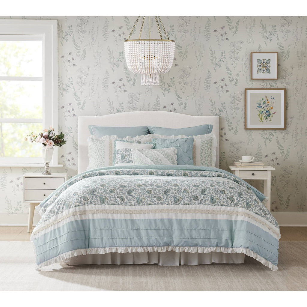 Dawn - Queen - 9 Piece Comforter Set - Blue