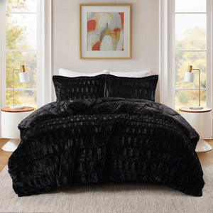 Gia - 2 Piece Twin/Twin Long Solid Comforter Mini Set - Black