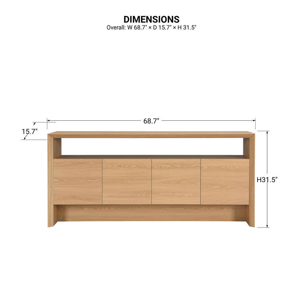 Arlo - Waterfall Sideboard Cabinet With Open Shelf And Hidden Storage
