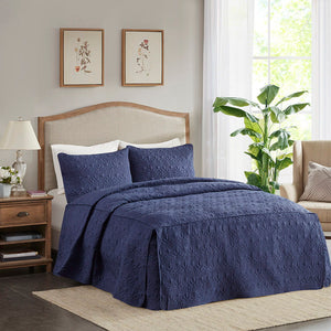 Quebec - Queen Fitted Bedspread (Set of 3) - Navy