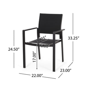 Baird - Outdoor Mesh And Aluminum Dining Chairs - Black