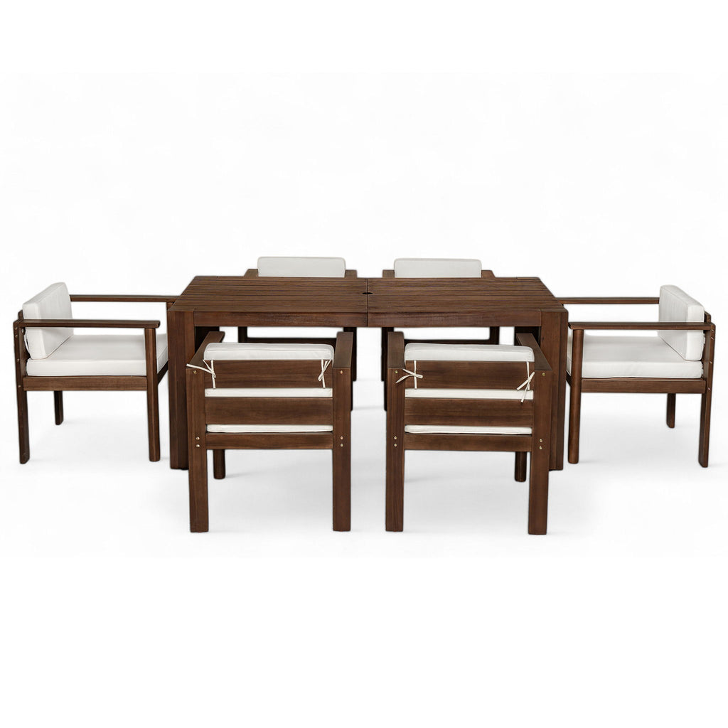 Rustic Patio Dining Set For 6 With Removable Cushions