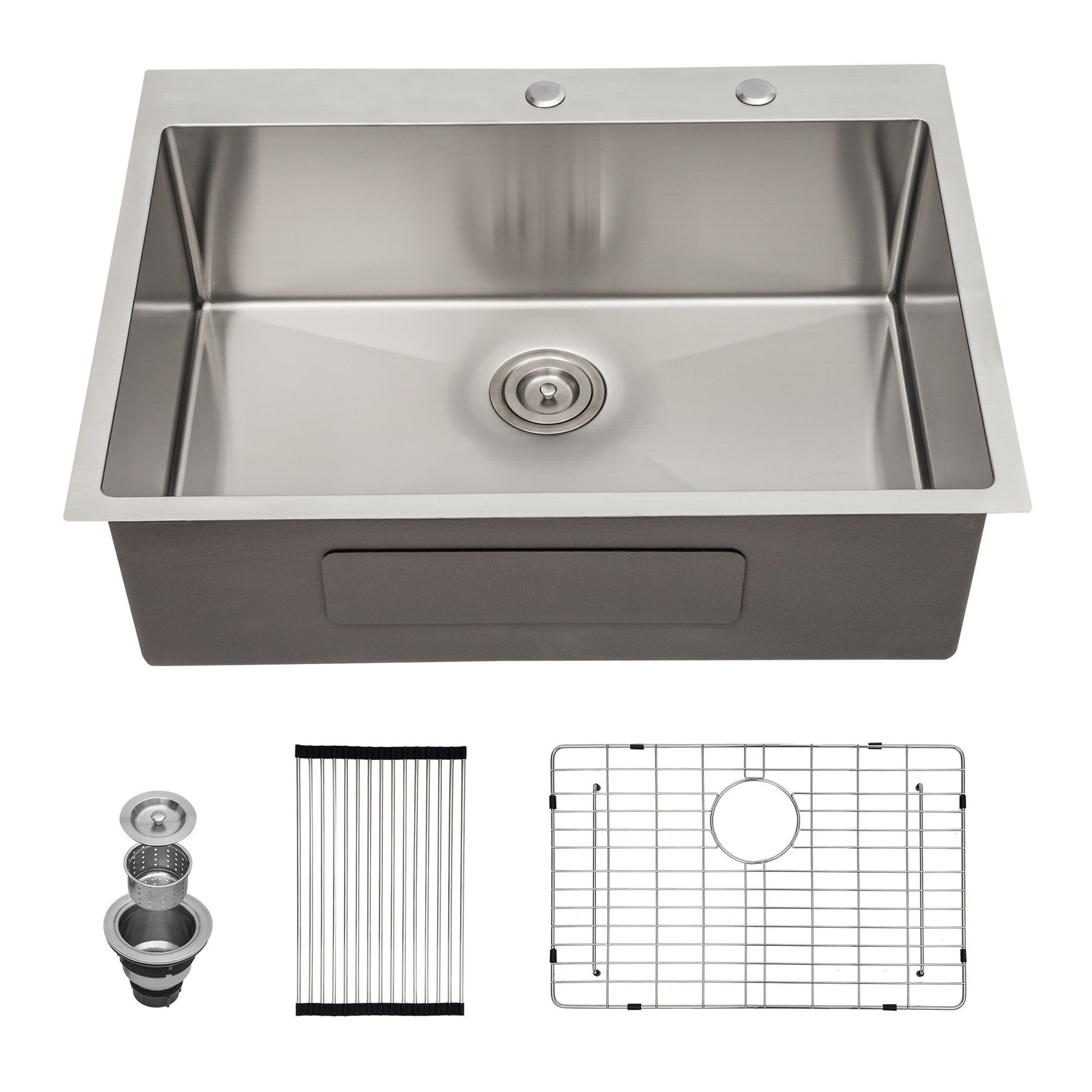 Drop In Kitchen Sink, 16 Gauge Stainless Steel, Single Bowl, Topmount Basin