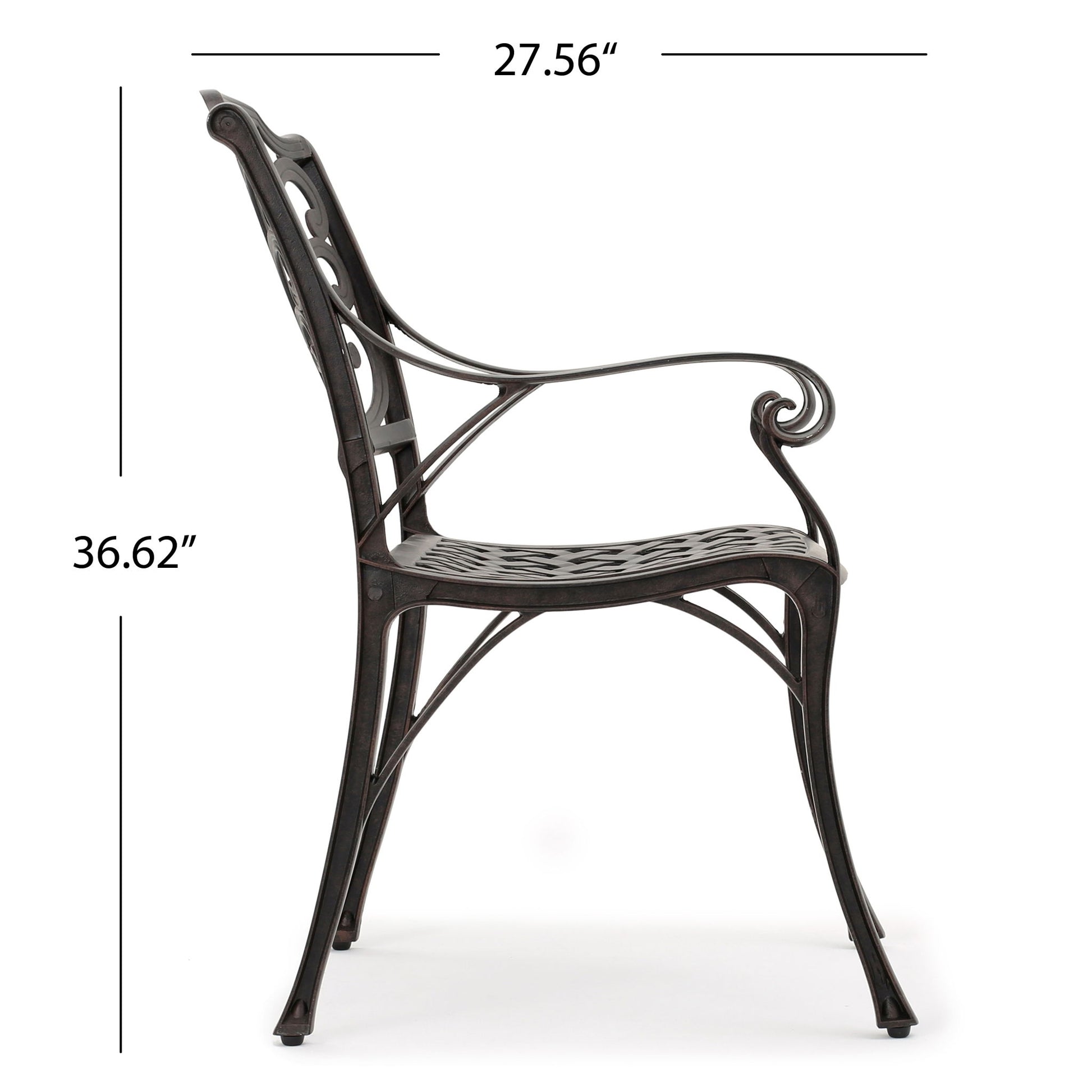 Patio Cast Aluminum Outdoor Dining Chairs (Set of 2) - Bronze