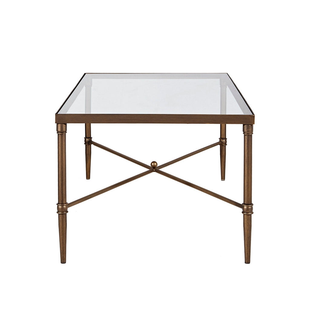 Metal Rectangle Coffee Table With Tempered Glass Top - Bronze