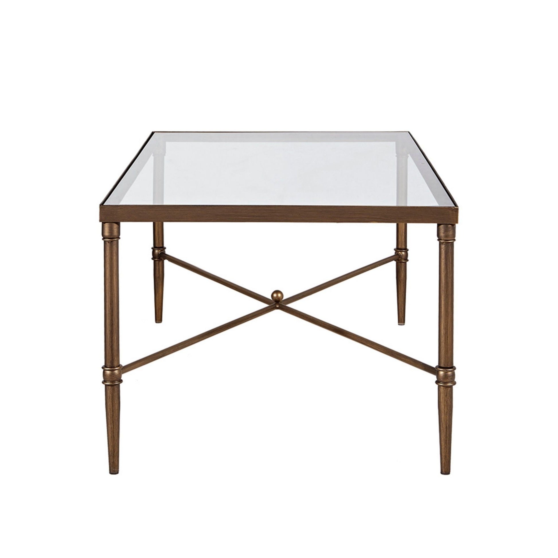 Metal Rectangle Coffee Table With Tempered Glass Top - Bronze