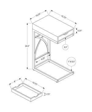 Accent Table, C - Shaped Glossy Contemporary & Modern - White