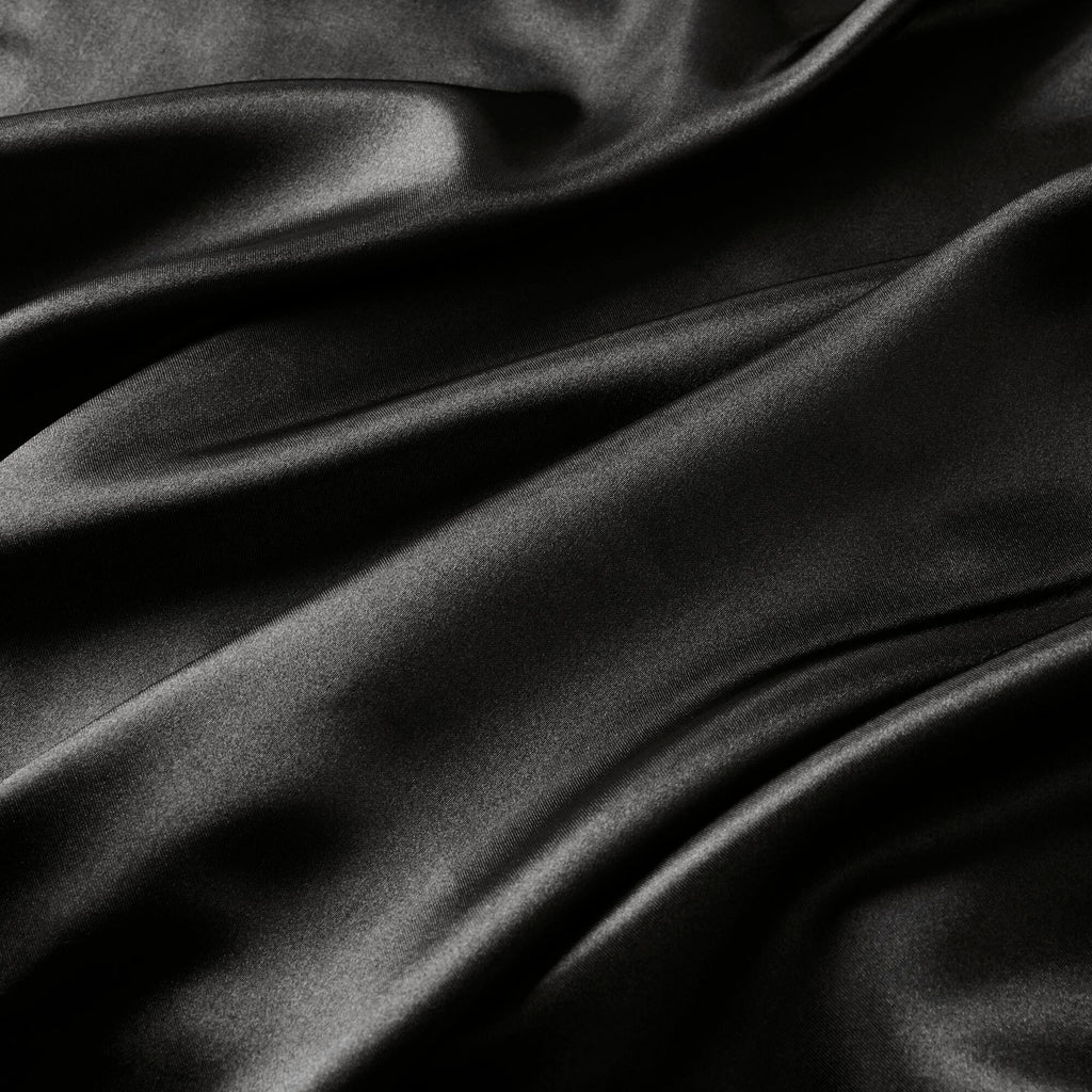 Satin - California King Wrinkle Free Luxurious 6 Piece Sheet Set - Black