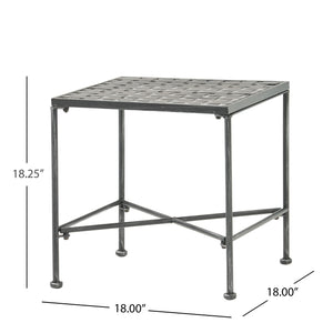 Outdoor Square Side Table With X Shaped Iron Frame - Black