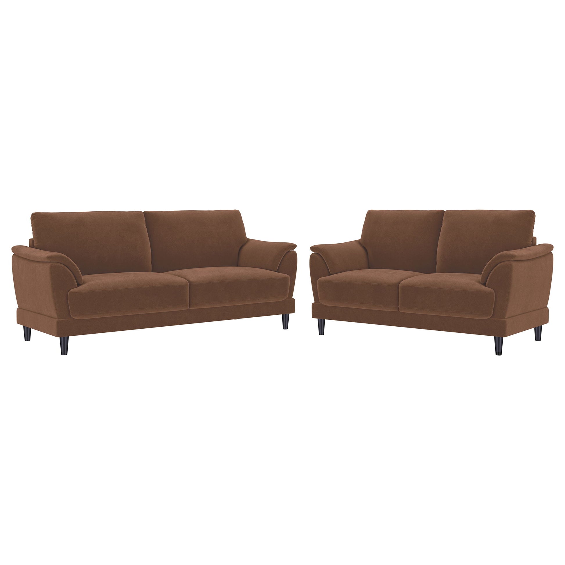Dania - 2 Piece Upholstered Crescent Arm Sofa Set - Rust