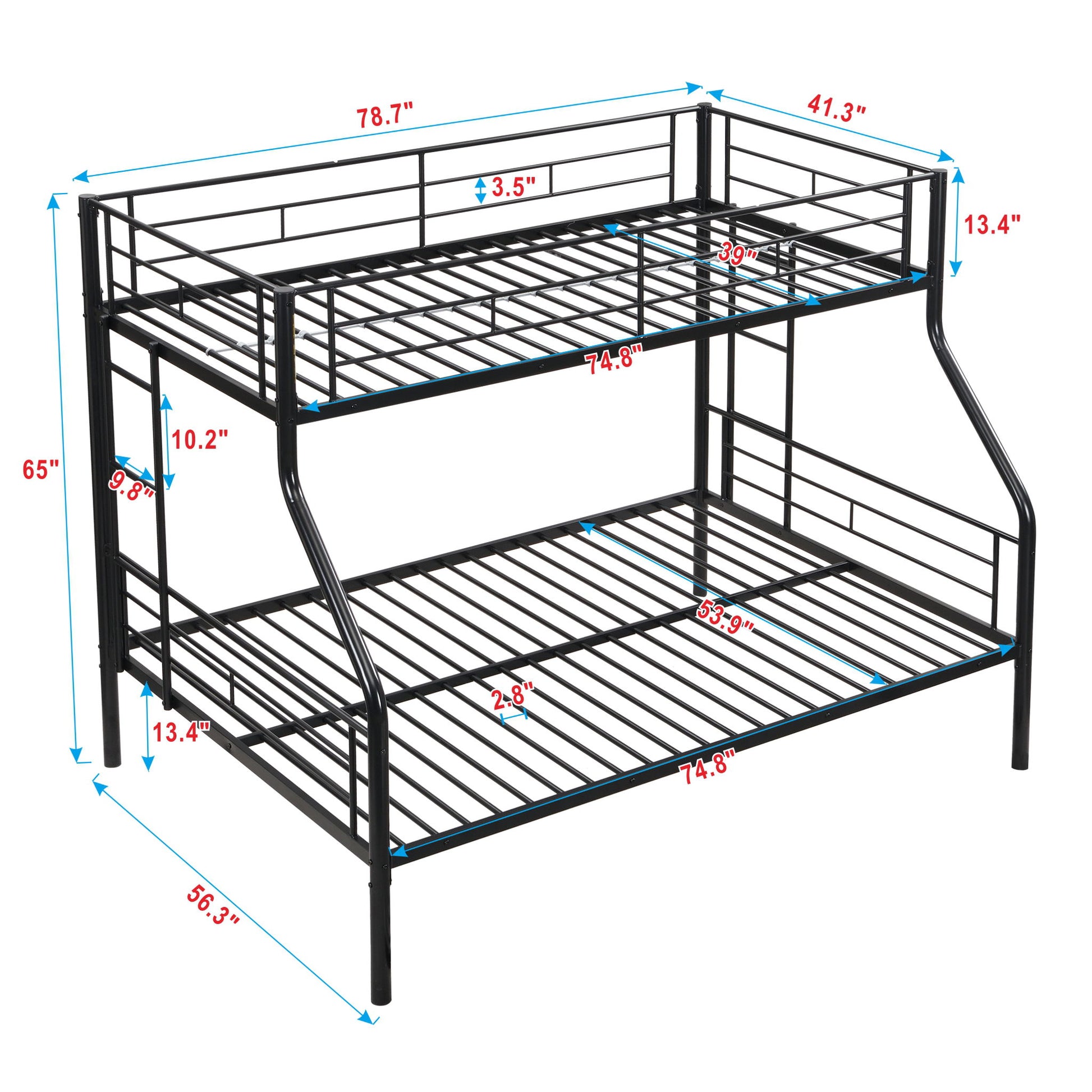 Twin Over Full Bunk Bed With Large Under-Bed Storage - Black