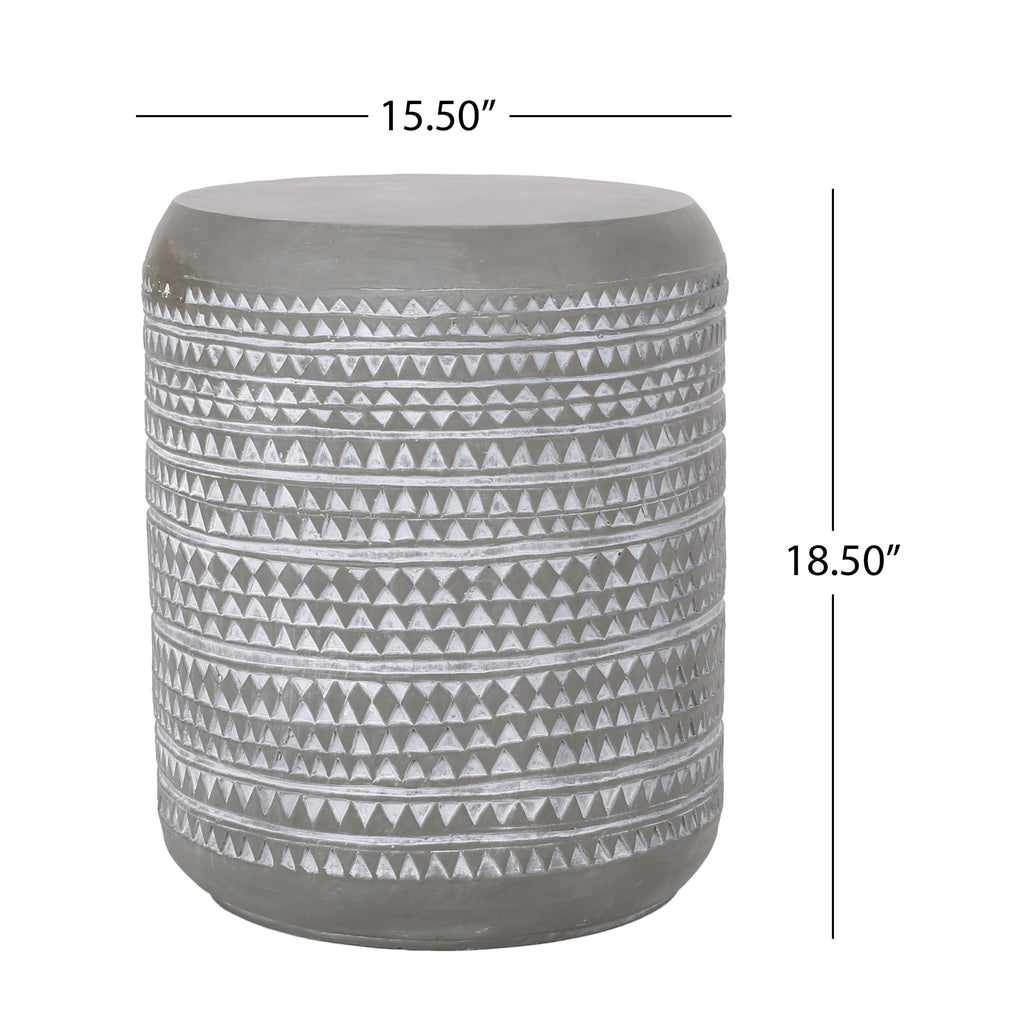 Outdoor Side Table With Cylindrical Shape - White