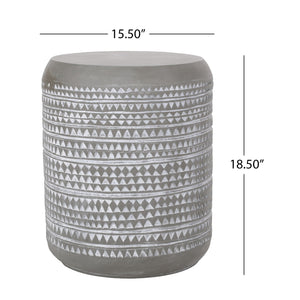 Outdoor Side Table With Cylindrical Shape - White