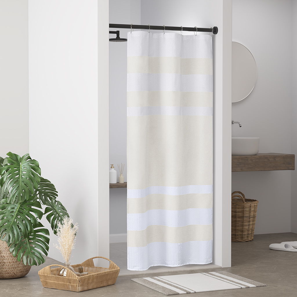 Spa Waffle - 36" x 72'' Shower Curtain With 3M Treatment - Cream