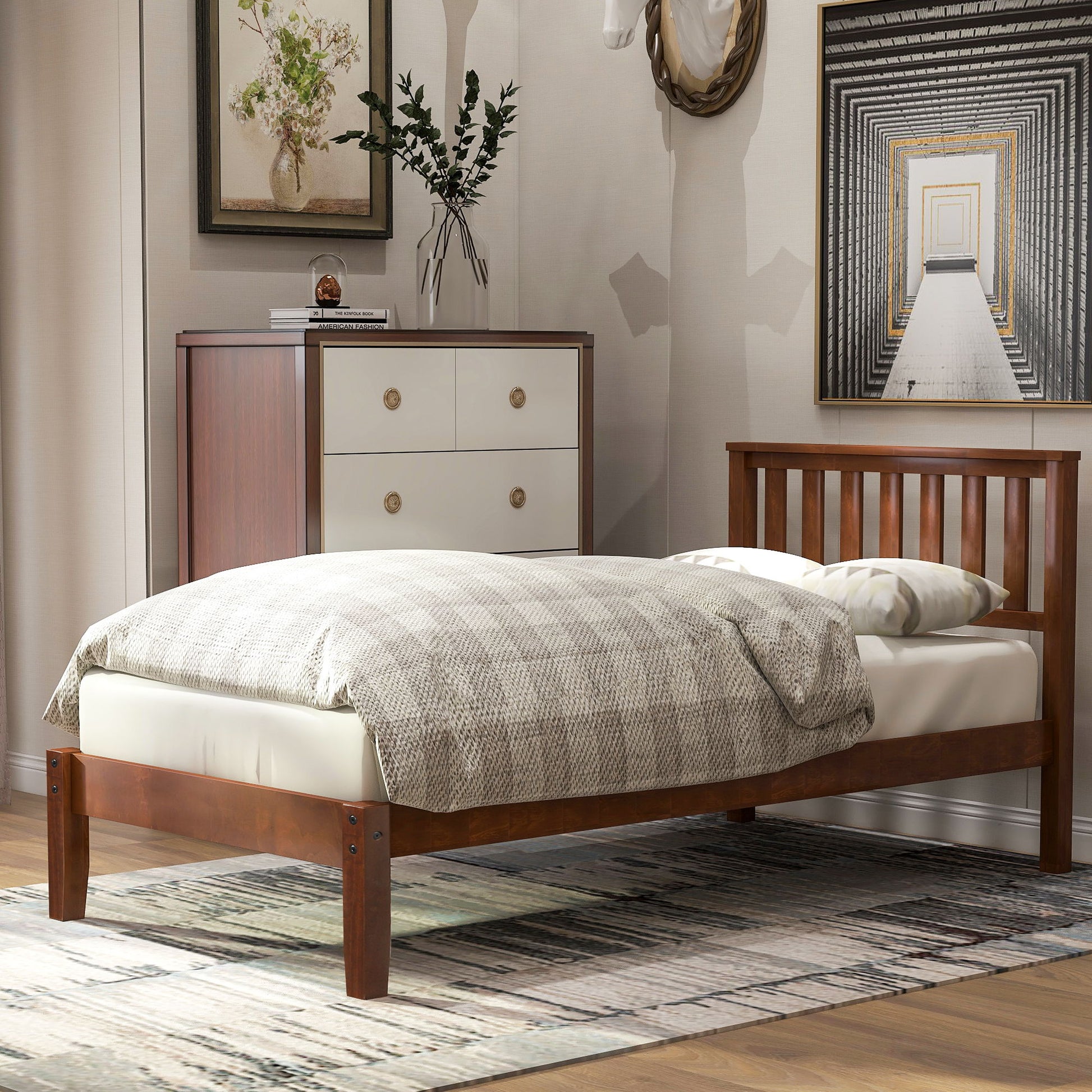 Platform Bed With Headboard, Footboard, Slat Support