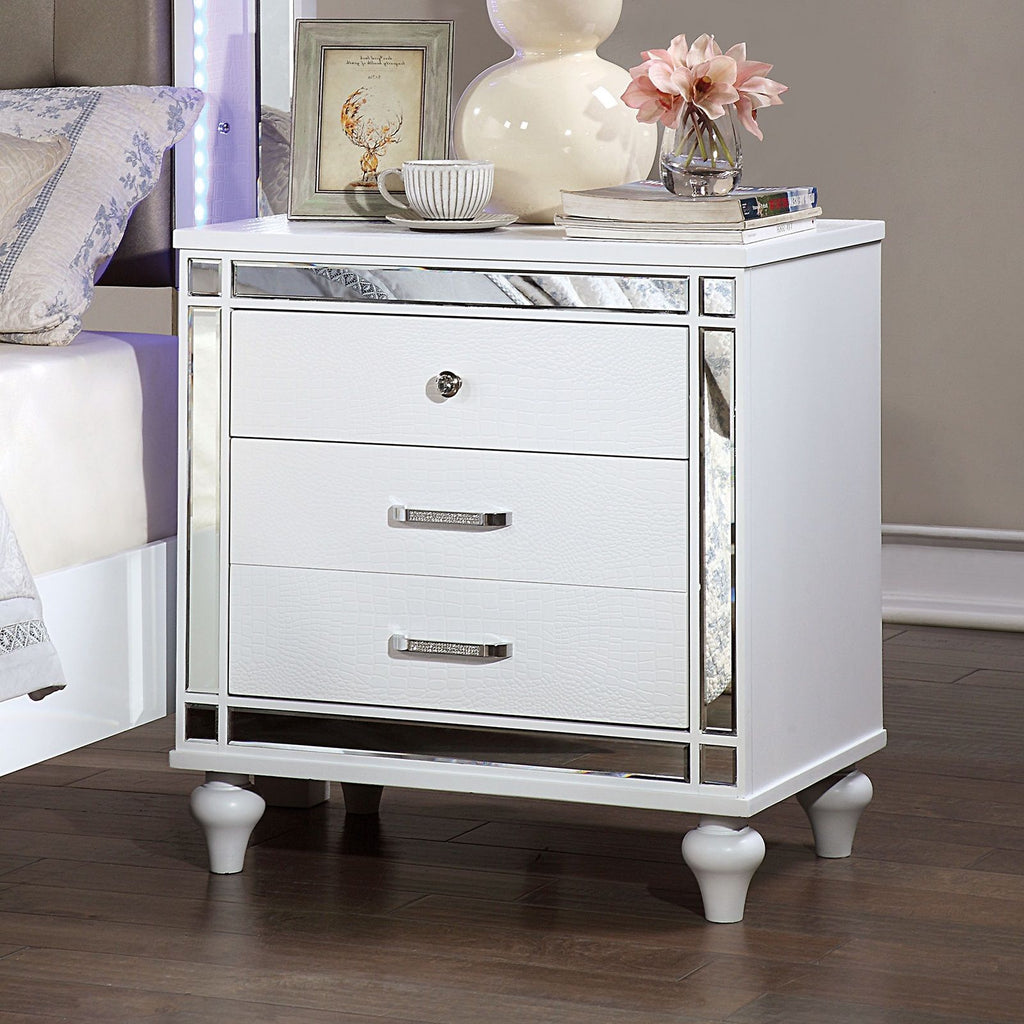 Contemporary Nightstand With Crocodile Textured Trim