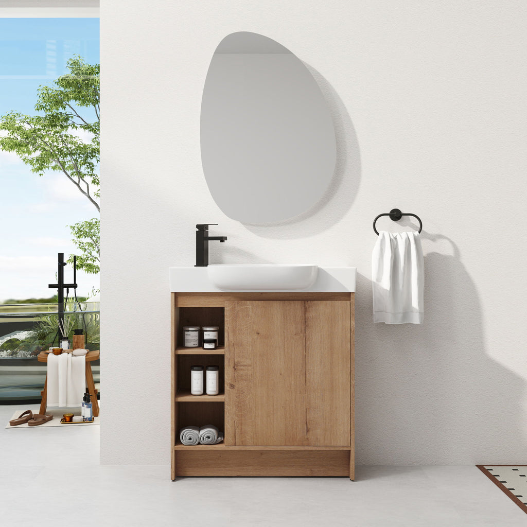 Sleek Design Freestanding Bathroom Vanity With Sink, Soft Close Door