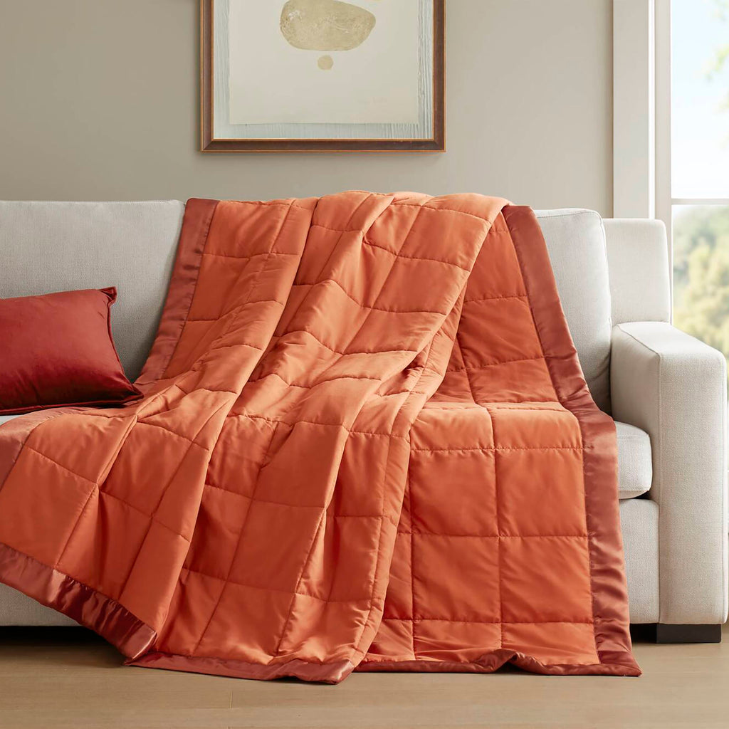 Windom - Twin Lightweight Down Alternative Blanket With Satin Trim - Orange